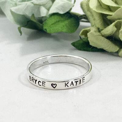 Sterling Silver Stacking Name Ring