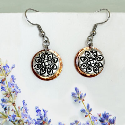 Mandala Mixed Metal Boho Earrings