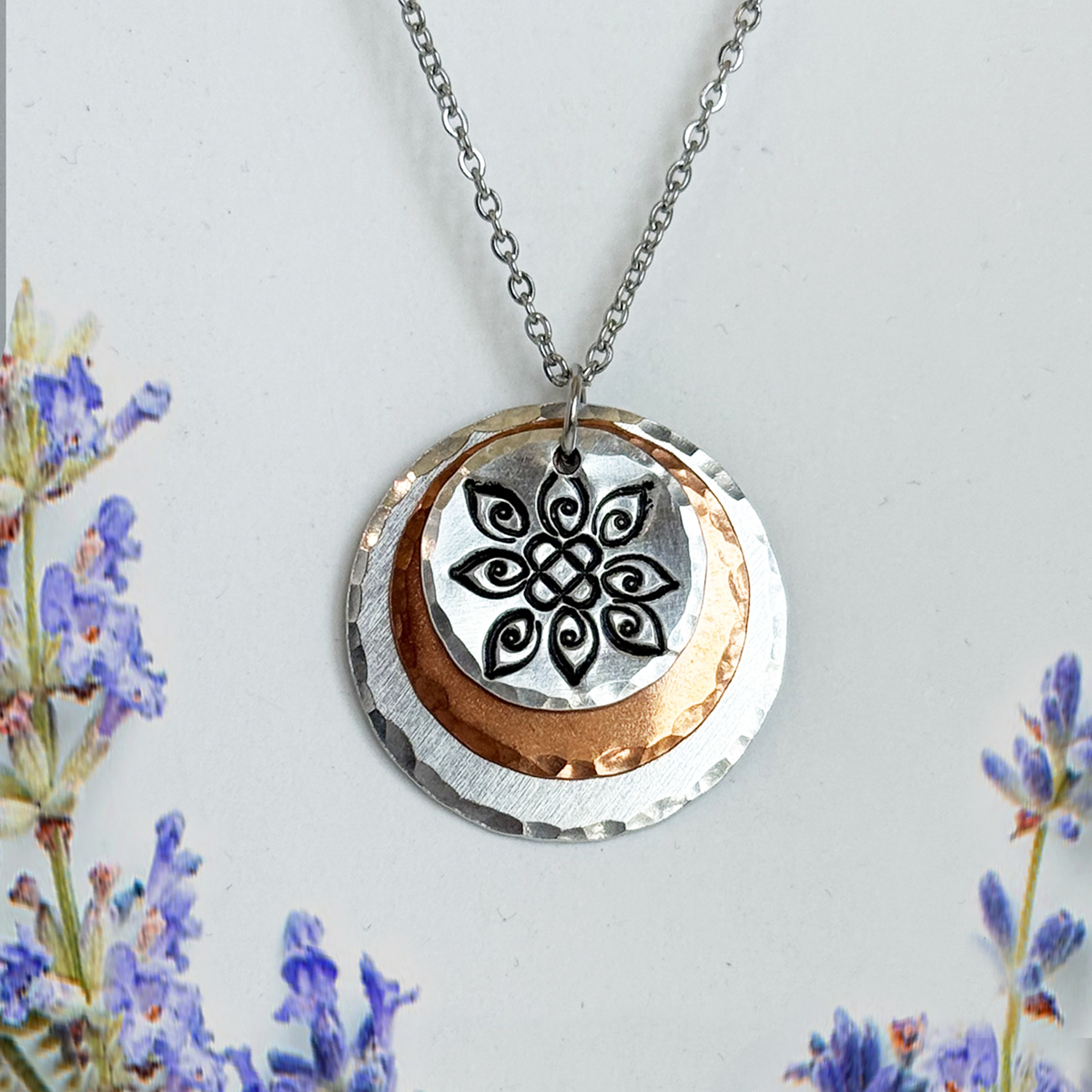 Mandala Mixed Metal Boho Necklace