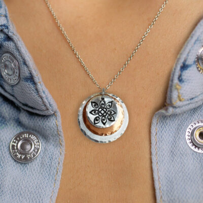 Mandala Mixed Metal Boho Necklace