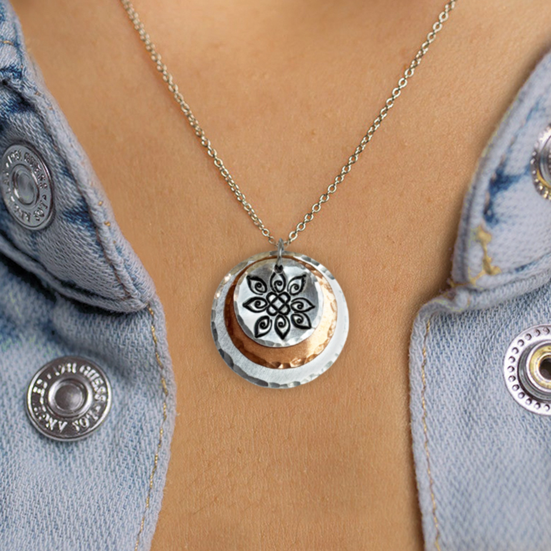 Mandala Mixed Metal Boho Necklace