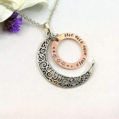 Stay Wild Moon Child Copper Washer Necklace