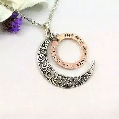 Stay Wild Moon Child Copper Circle Necklace