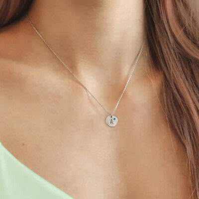 Tiny Initial Crystal Circle Necklace