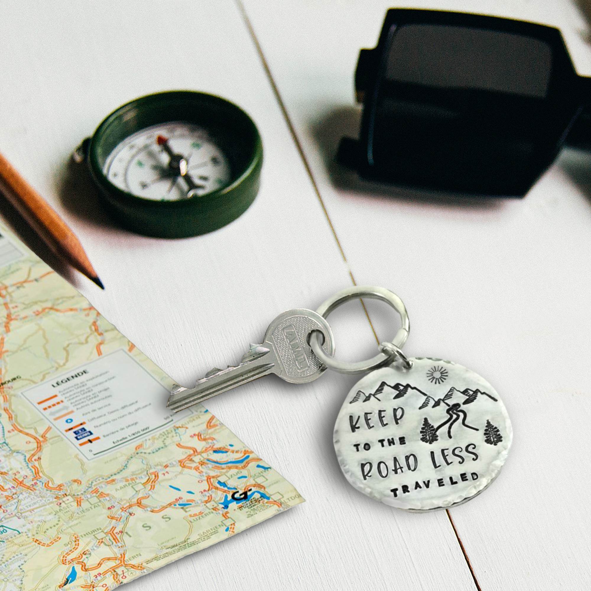Less Traveled Road Keychain