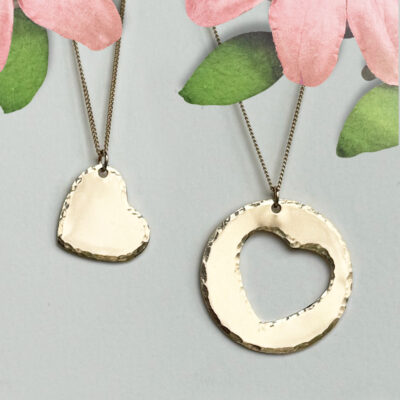 Mother Daughter Heart Necklace Set