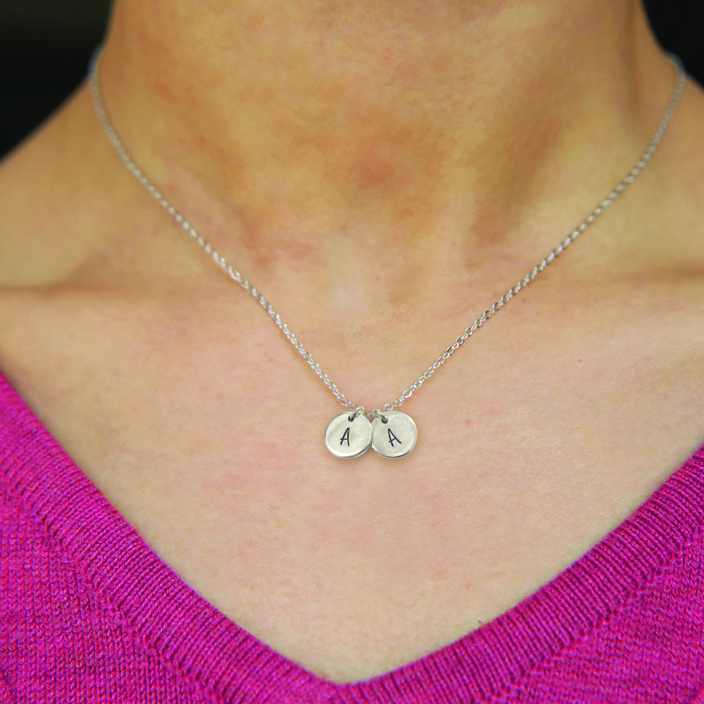 Tiny Initial Simple Circle Necklace