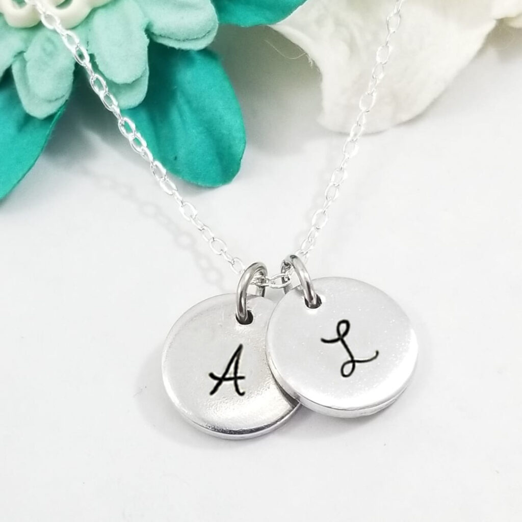 Tiny Initial Simple Circle Necklace