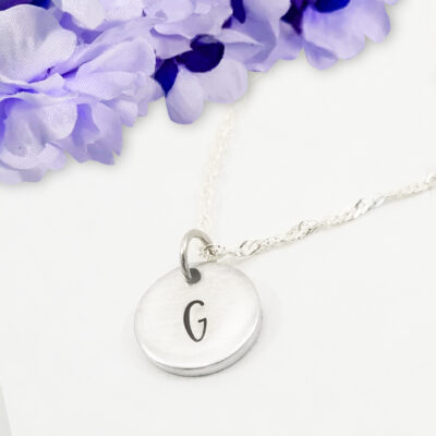 Tiny Initial Simple Circle Necklace