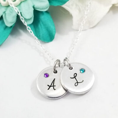 Tiny Initial Crystal Circle Necklace