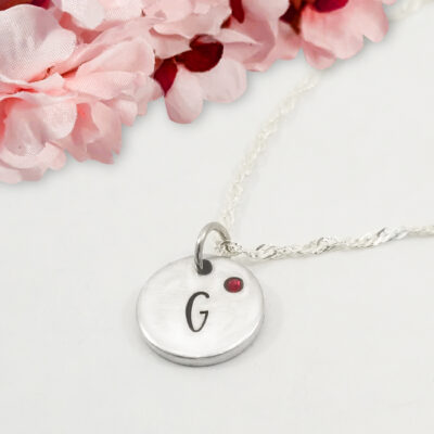 Tiny Initial Crystal Circle Necklace