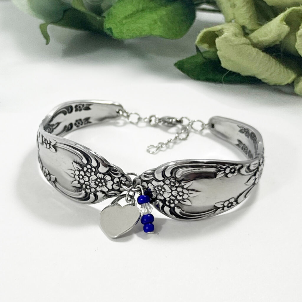 Vintage Flatware Bracelet with Heart Charm