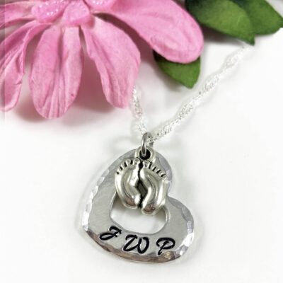 Baby Feet and Heart Necklace