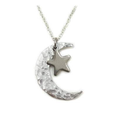 Moon And Star Necklace, Handcrafted