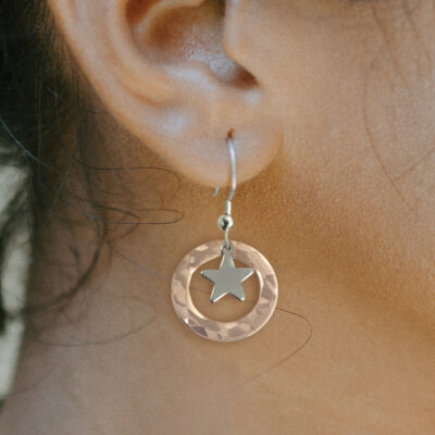 Bold Copper and Star Charm Earrings