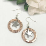 Bold Copper and Star Charm Earrings
