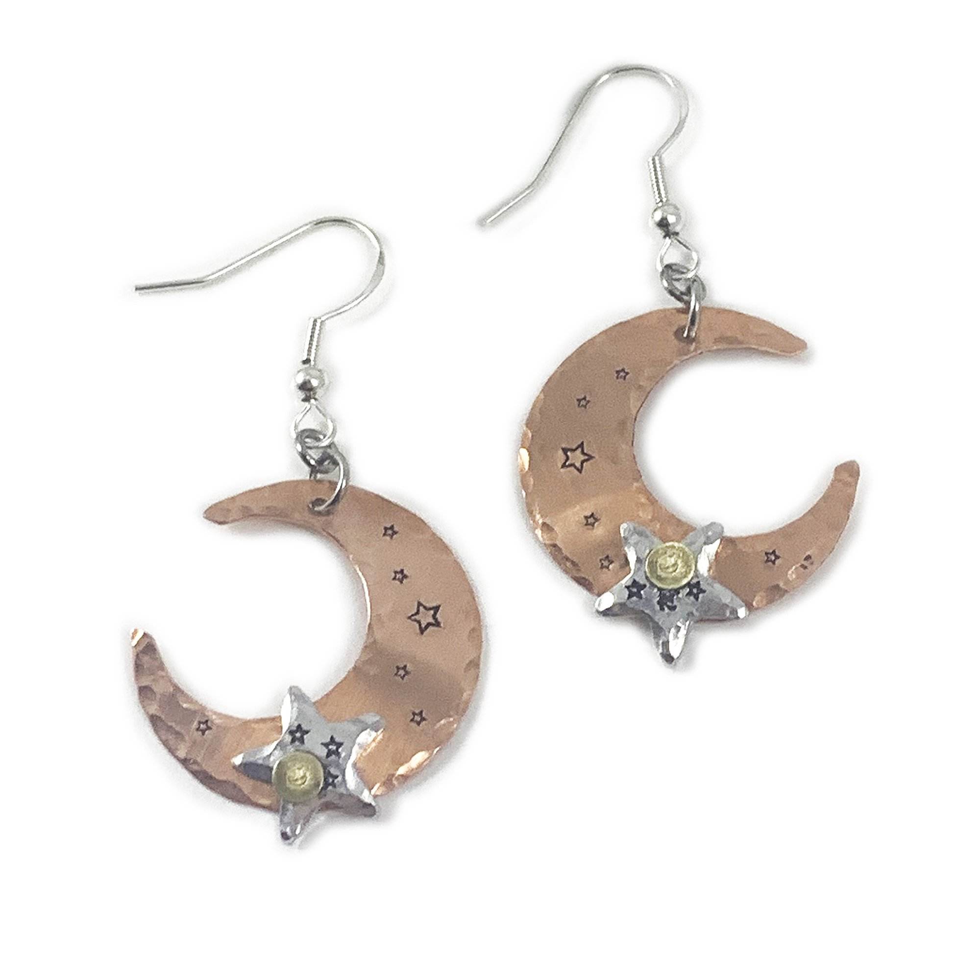 Delightful Starry Night Crescent Moon Earrings