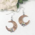 Delightful Starry Night Crescent Moon Earrings