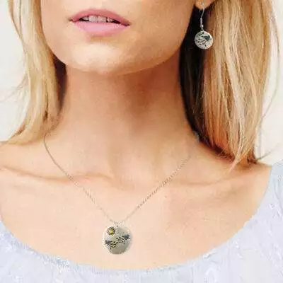 Colorful Bird On Branch Necklace and Earring Set