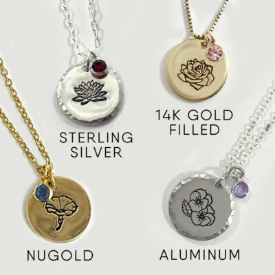 Birth Month Flower Necklace With Birthstone Crystal