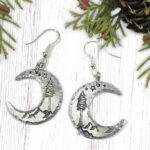 Crescent Moon Dreamy Mountain Scene Earrings