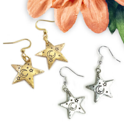Bright Stars And Moon Dangle Earrings