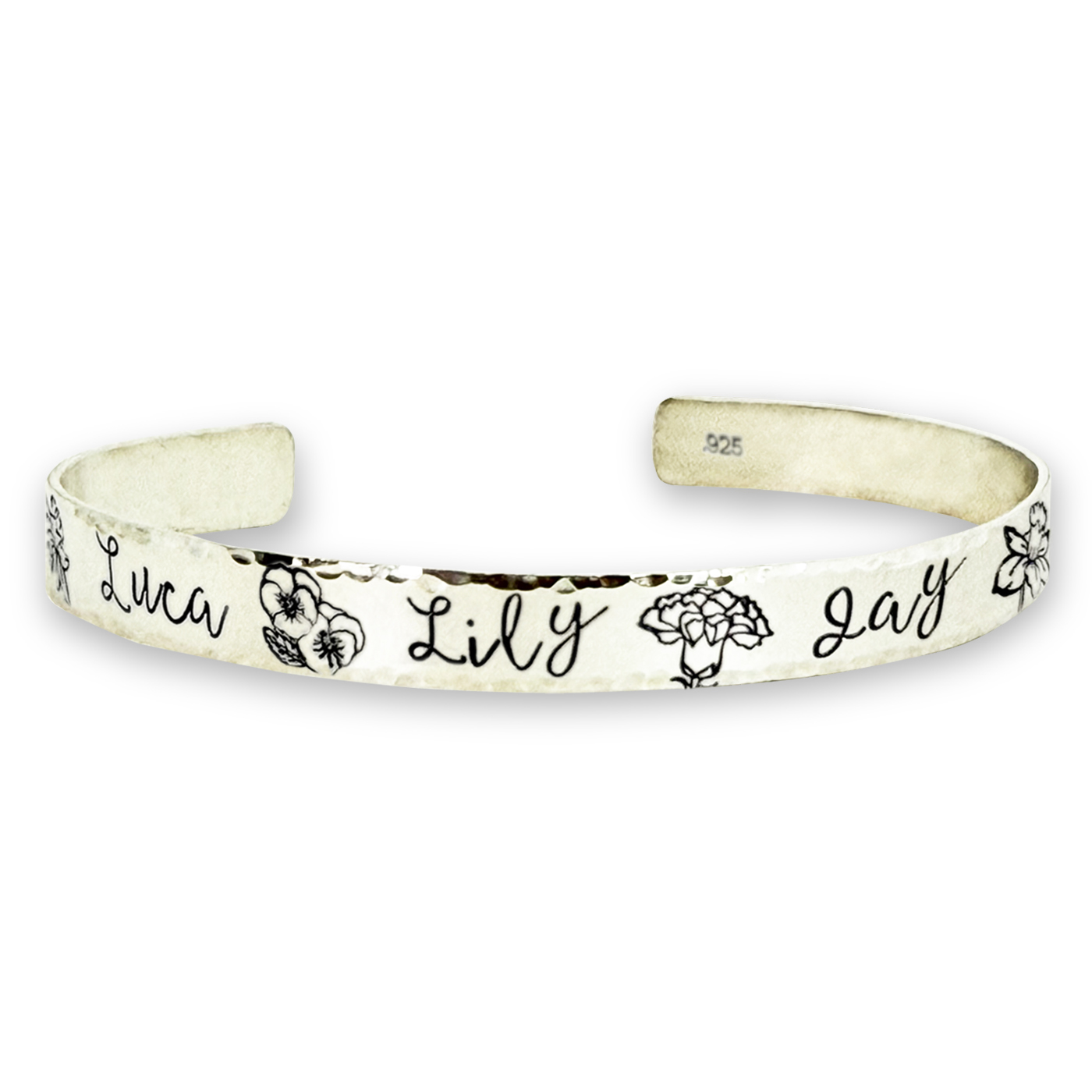 Personalized Birth Month Flower Cuff Bracelet